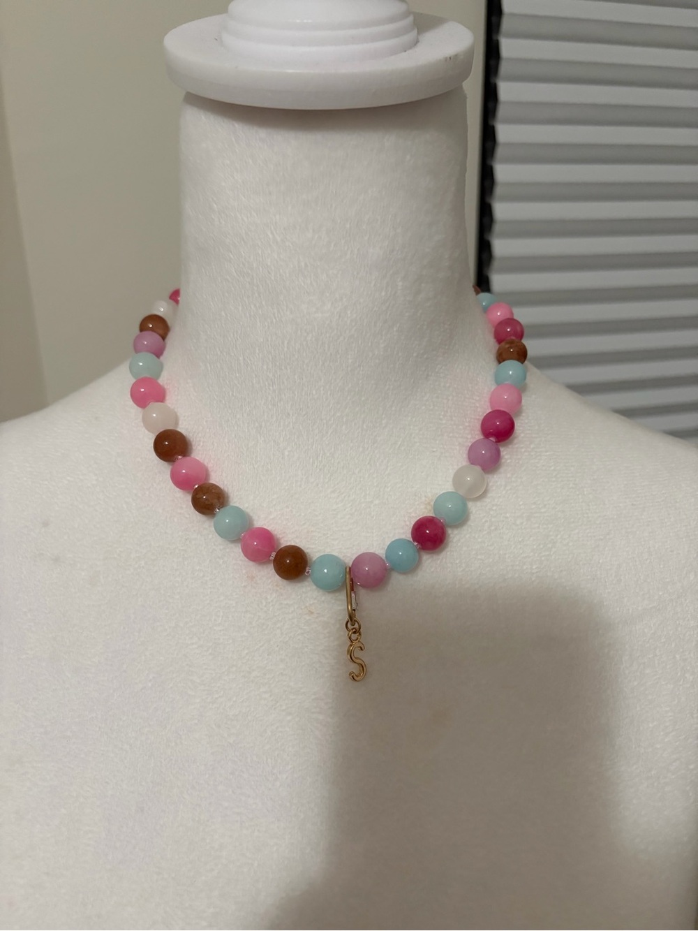 Multicolor Beaded Necklace with Gold Charm